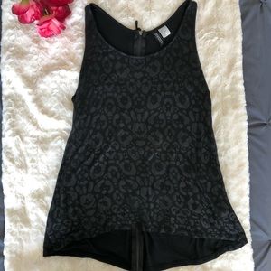 EUC-Divided Black Sleeveless Leopard Print TankTop